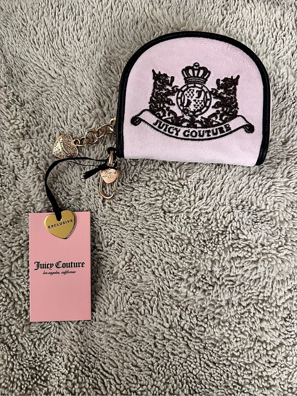 Juicy Couture Classic Scottie Dog Half Moon Zaw Inside Chiffon Pink Cosmetic